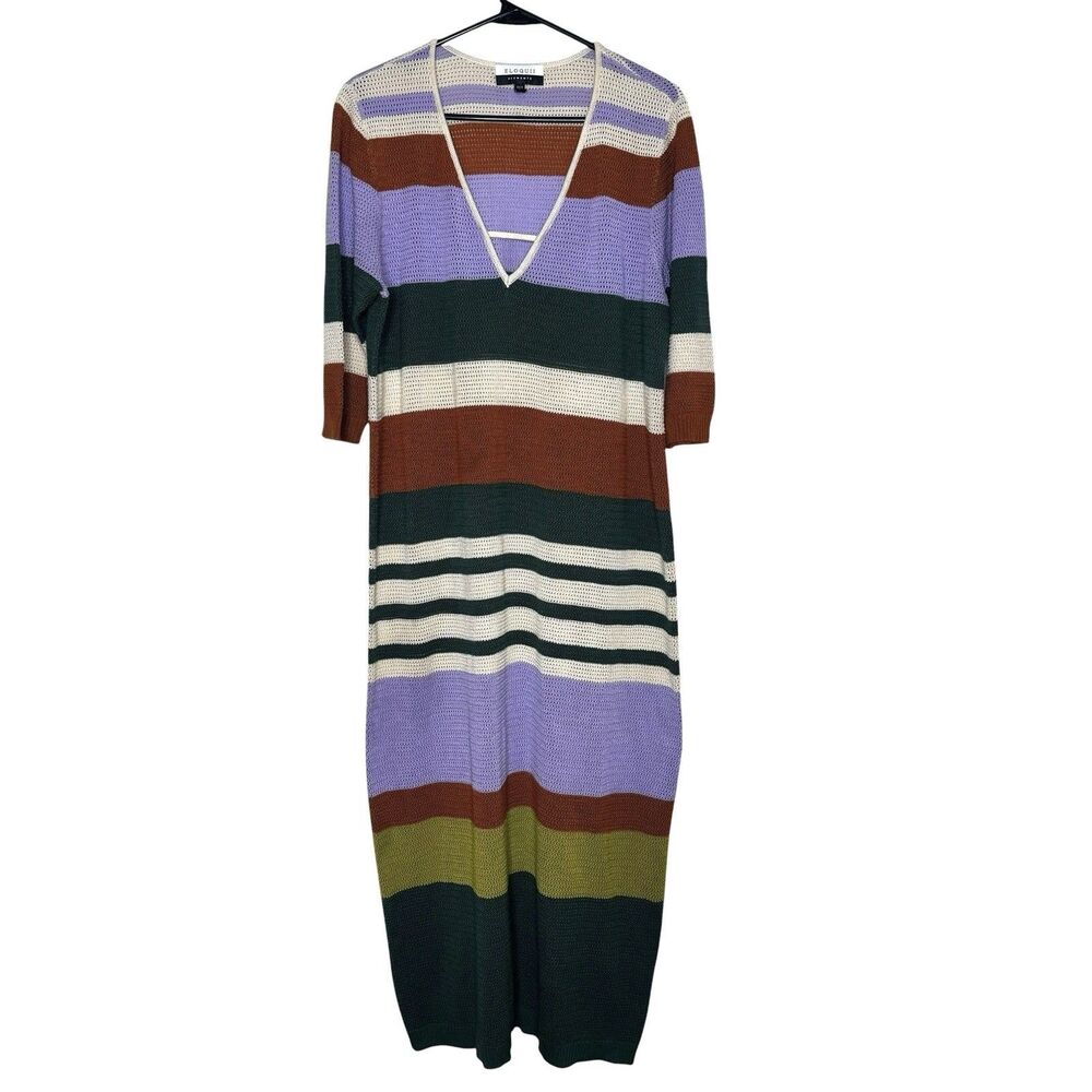 Eloquii Elements Multicolor Striped Crochet Midi‎ Dress Size 18/20 Beach Summer